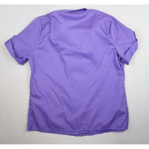 VINTAGE WOMEN'S PURPLE SHORT SLEEVE BUTTON-UP TOP - RHAPSODY - SIZE M - Picture 7 of 7